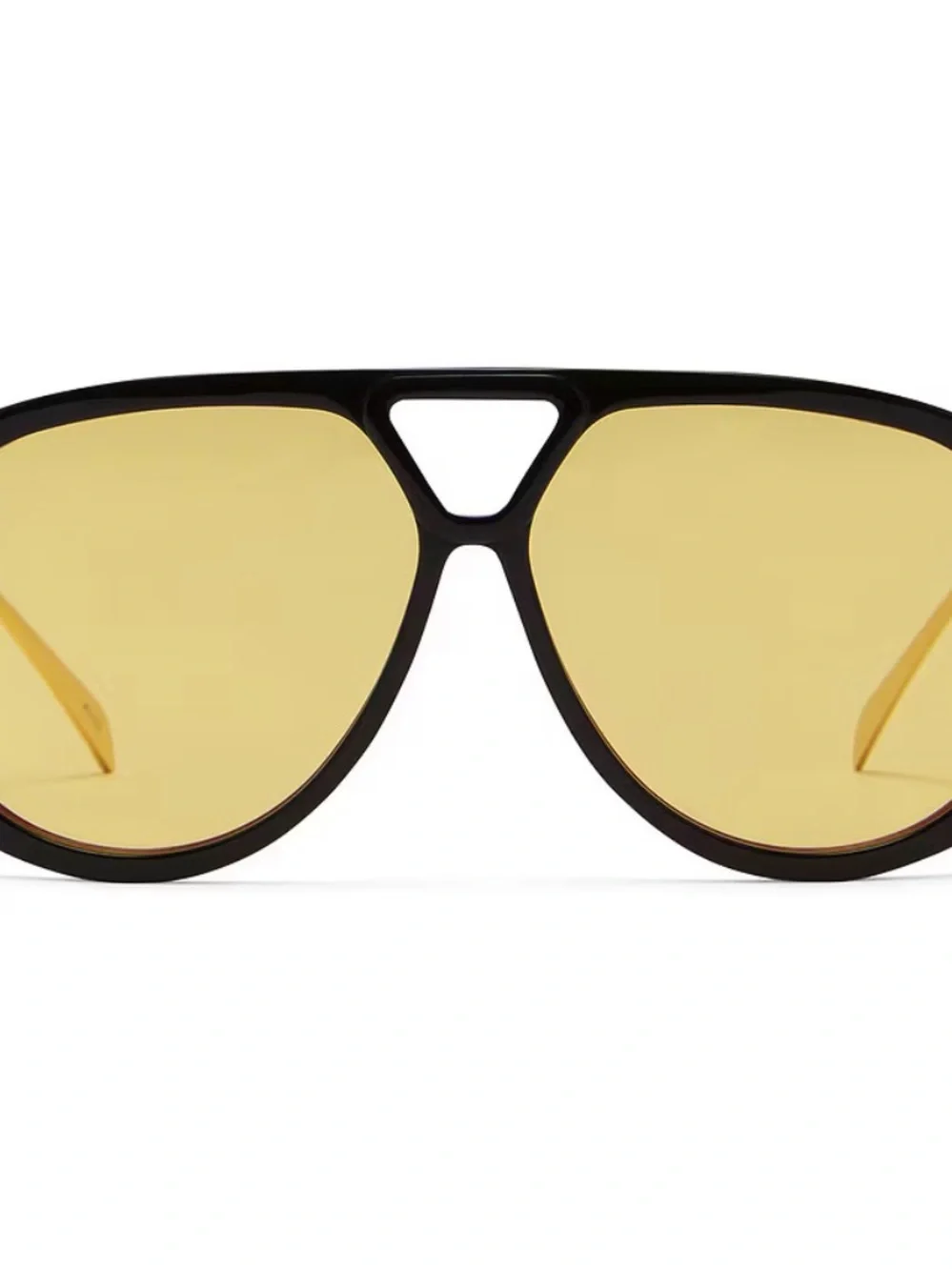 Bambe The Harley Oversized Aviator Sunglasses Gold Temple Unisex  Black Yellow